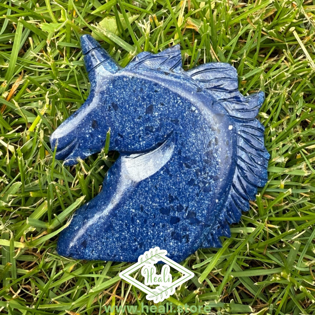 Lapis Lazuli Unicorn Carving - Home + Altar Decor - Polished Crystal Carving