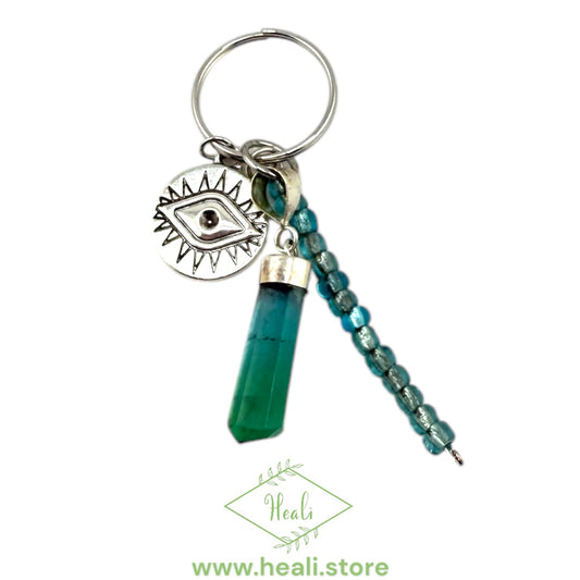 Fluorite Evil Eye Key Chain