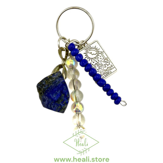 Lapis Lazuli Key Chain // The Moon Tarot Card Charm