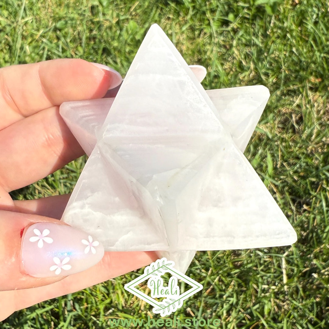Pink Mangano Calcite Merkaba Star