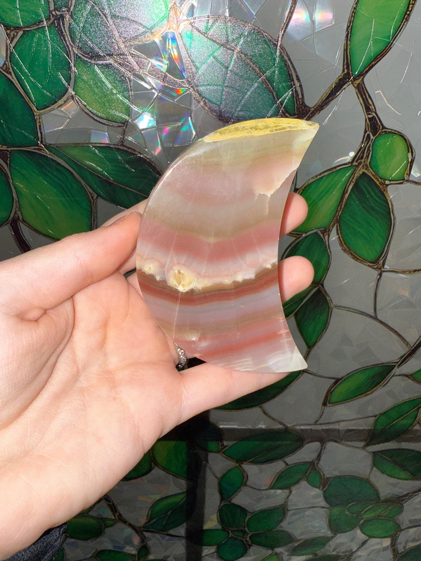 Pink Banded Calcite Moon