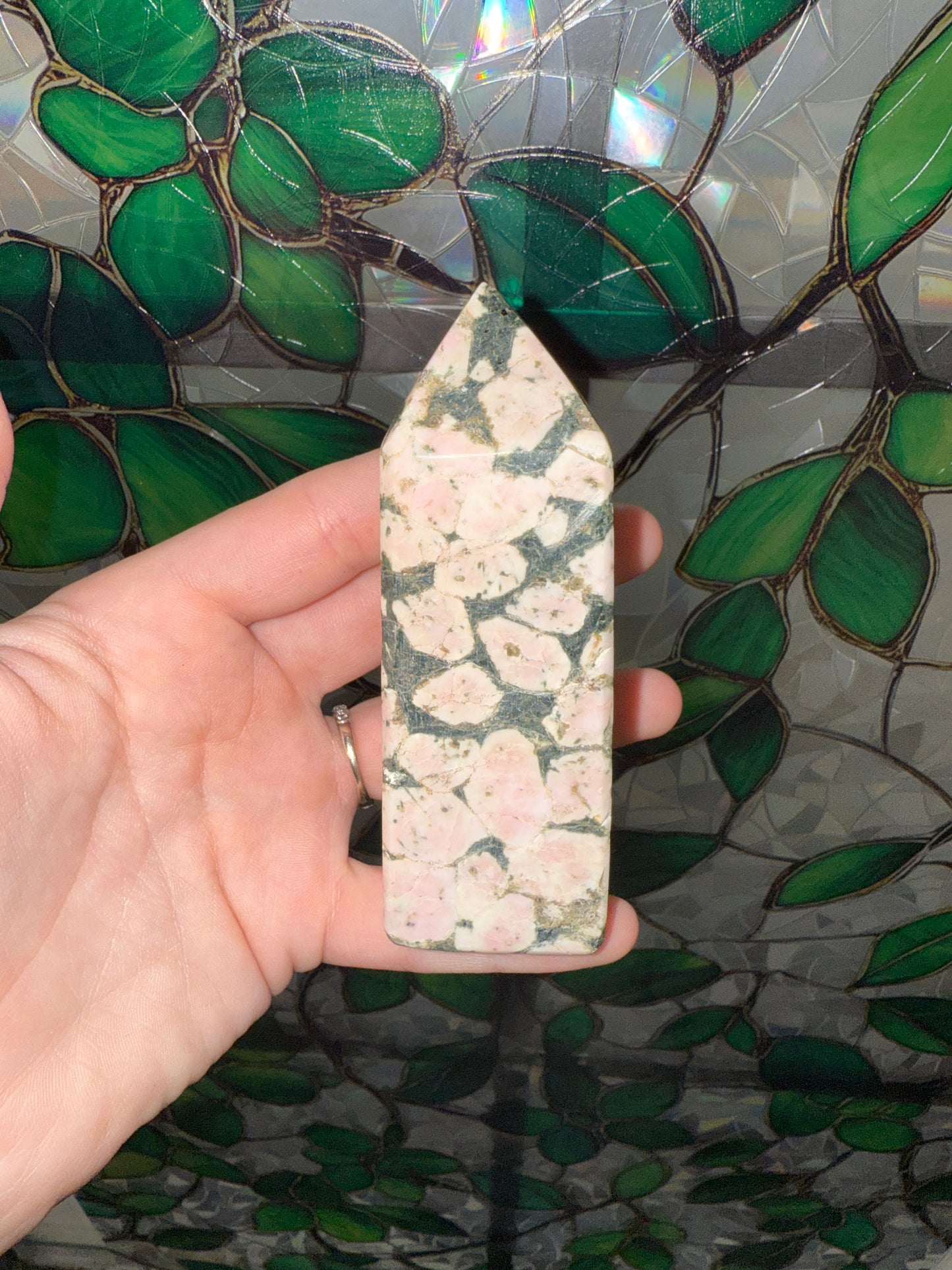 Pink Flower Agate tower