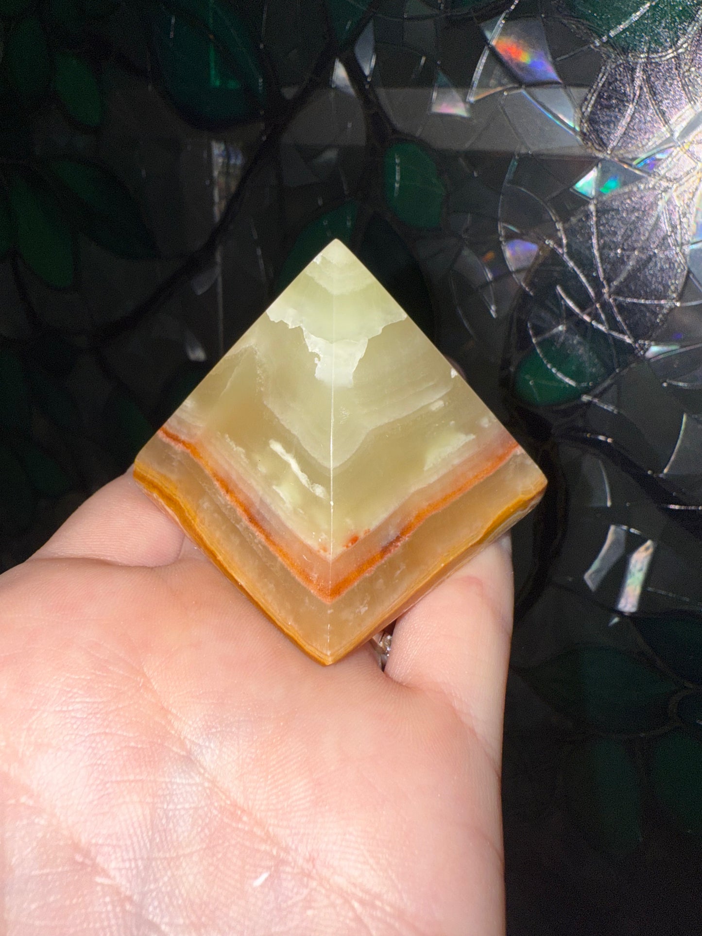 Green Calcite pyramid