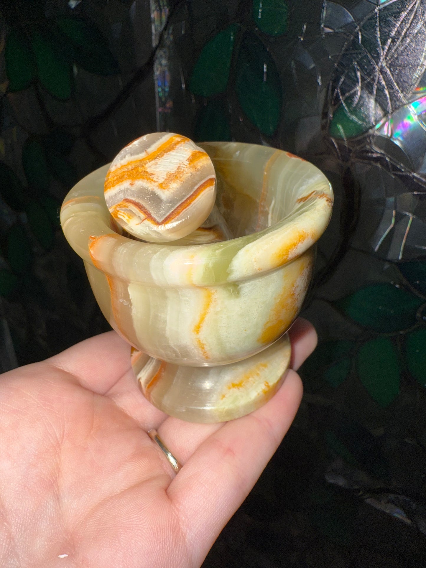 Green Calcite mortar & pestle
