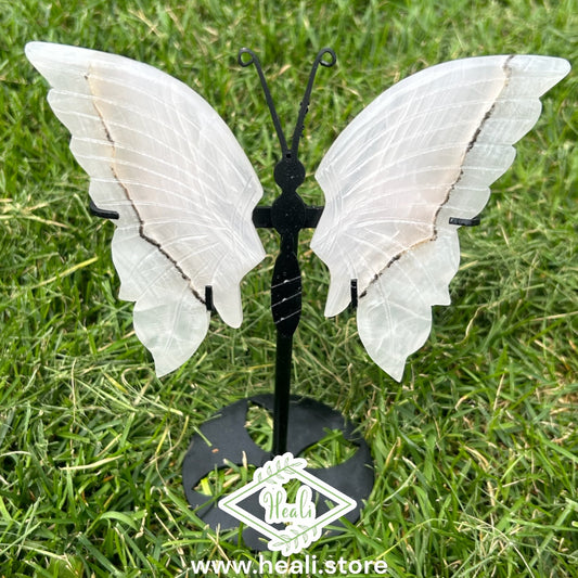 Smoky Pink Calcite Butterfly with stand