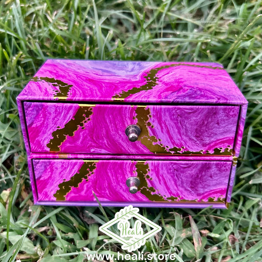 Pink Mini Jewelry Box / Crystal Organizer (2 pull-out drawers)