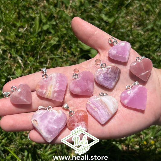 Pink Aragonite Heart Pendants