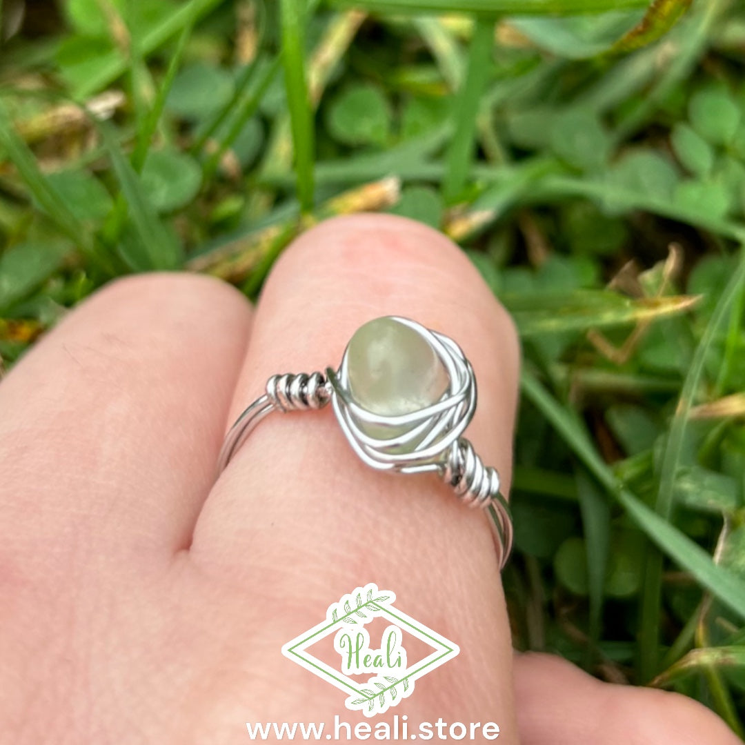 Lunar Cage Ring (size 7) Prehnite