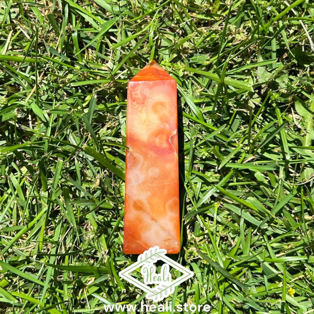 Carnelian Tower with Druzy - High Grade Quality - Small