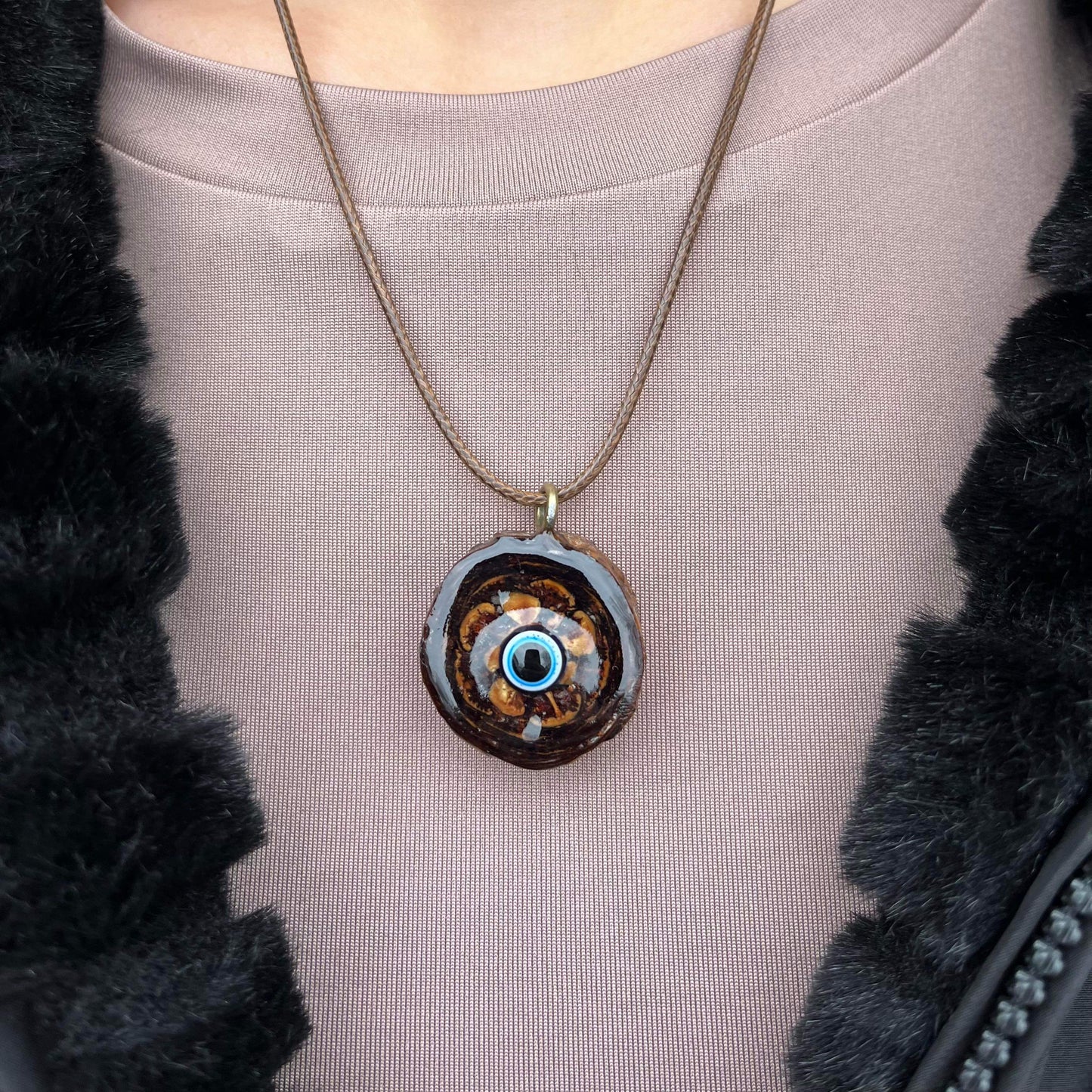 Evil Eye Pinecone Necklace