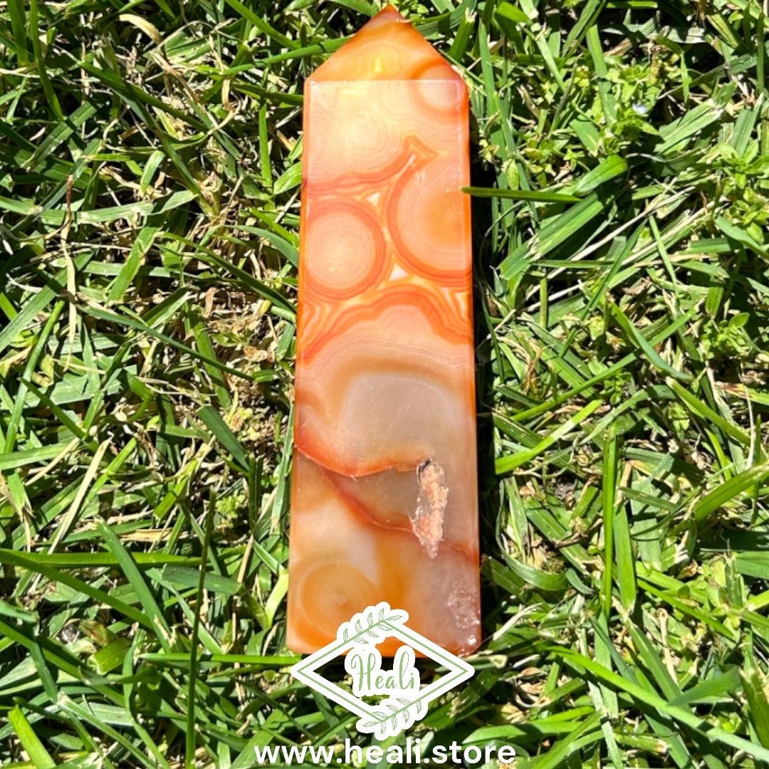 Carnelian Tower with Druzy - High Grade Quality - Small