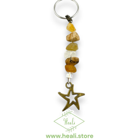 Star Key Chain ⭐️ (Citrine, Clear Quartz, Jasper)