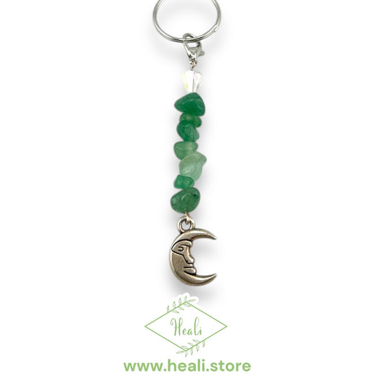 Moon Key Chain (Green Aventurine)