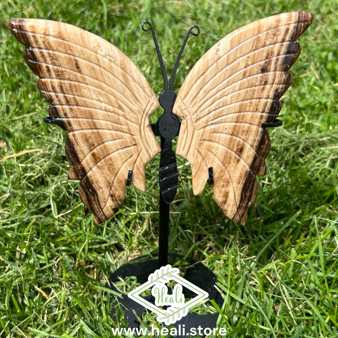 Chocolate Calcite Butterfly with Wing stand