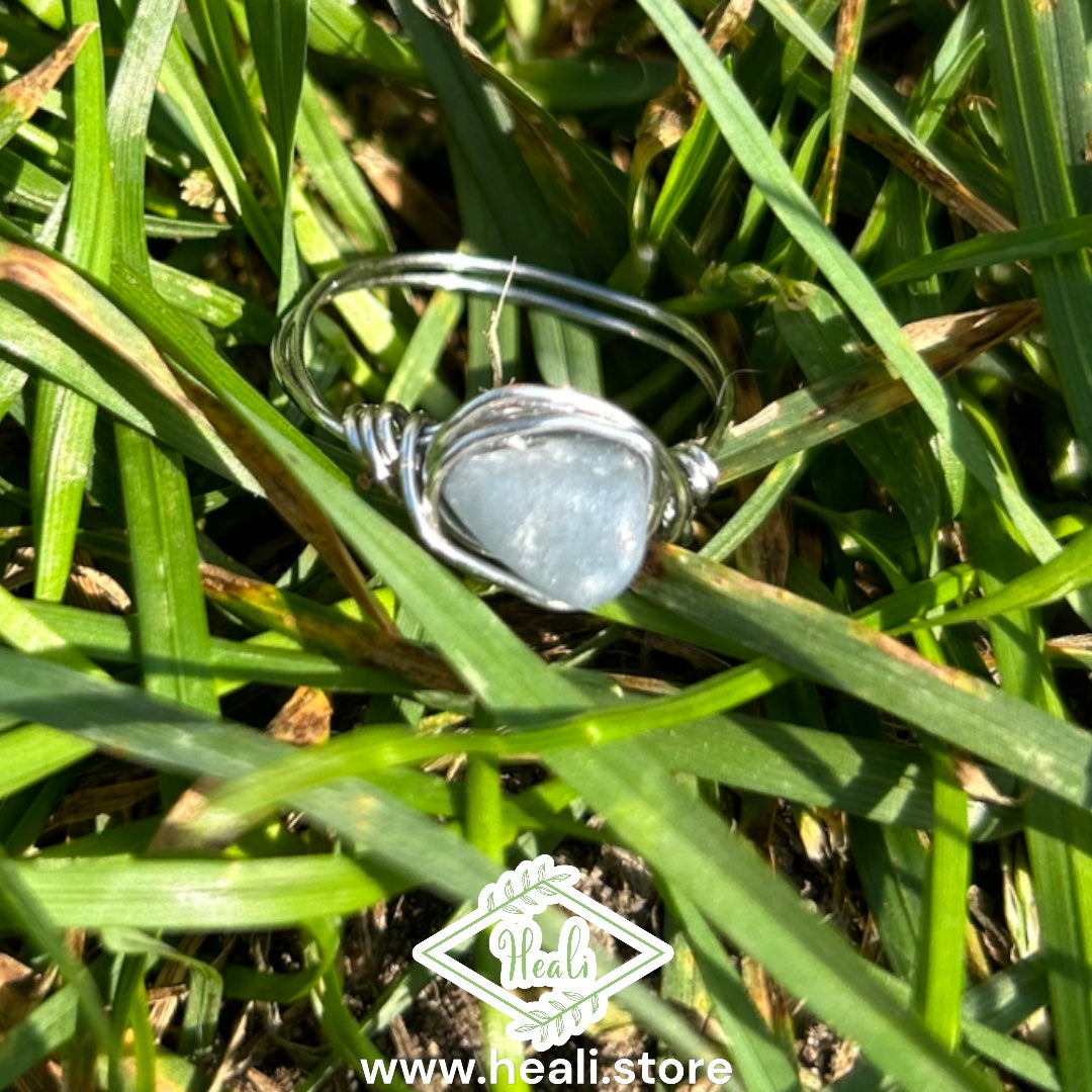 Lunar Cage Ring (size 6.5) Sodalite