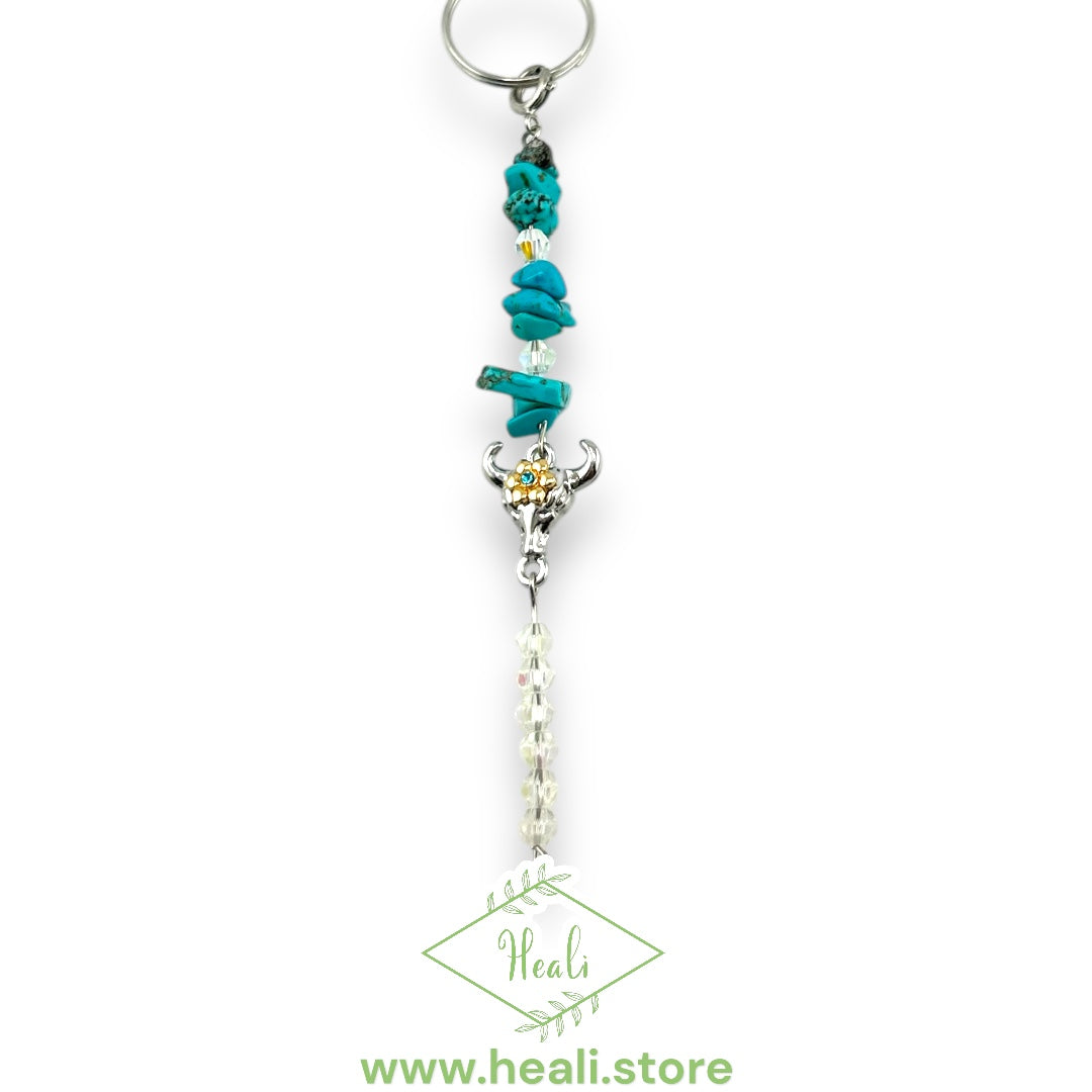 Bull Skull Key Chain (Turquoise)