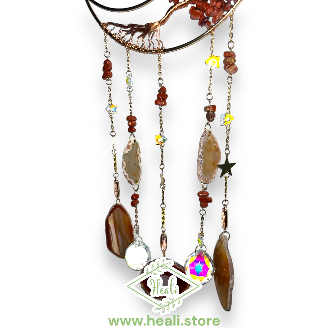 Carnelian Sun Catcher with Dyed Agate Slices