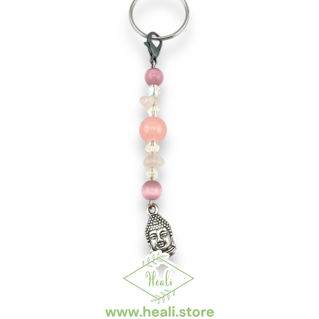 Buddha Key Chain (Pink Quartz)