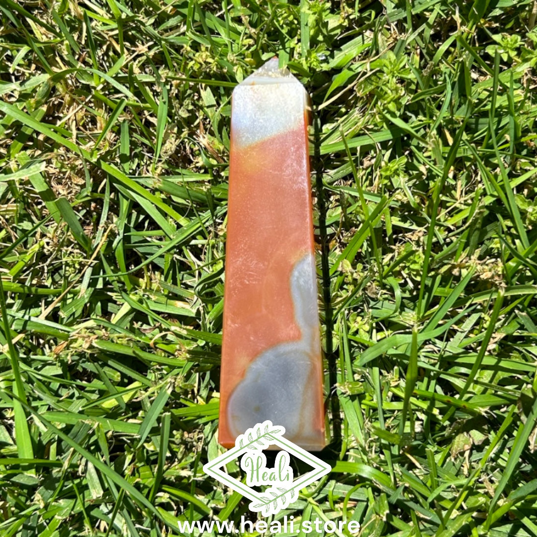 Carnelian Tower with Druzy - High Grade Quality - Small