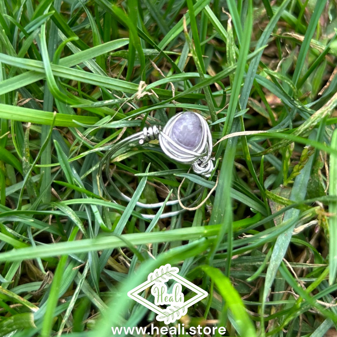 Lunar Cage Ring (size 6) Amethyst