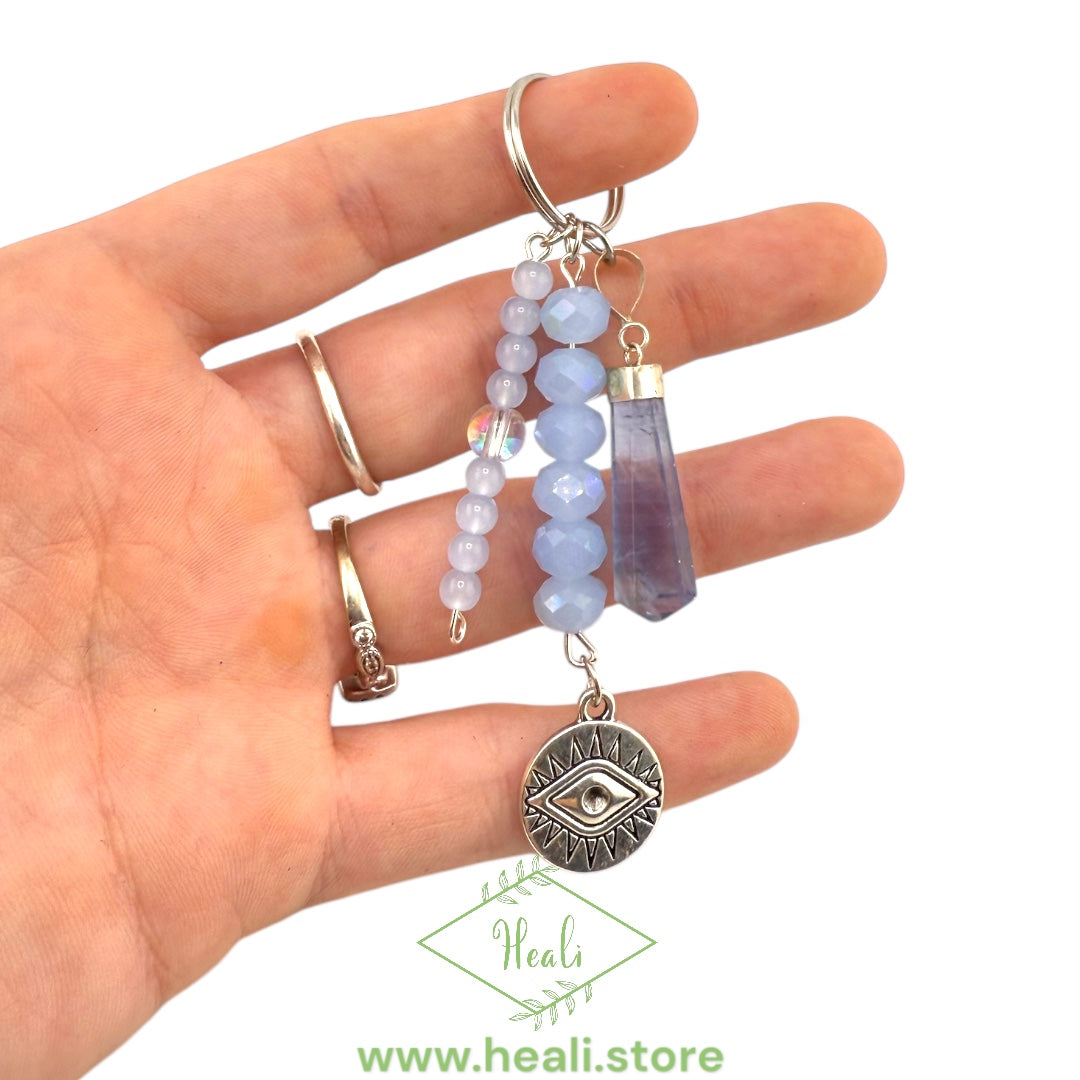 Fluorite Evil Eye Key Chain