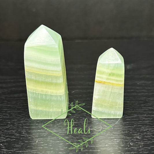 Pistachio Calcite Mini Towers 2 Pack (bestie pack)