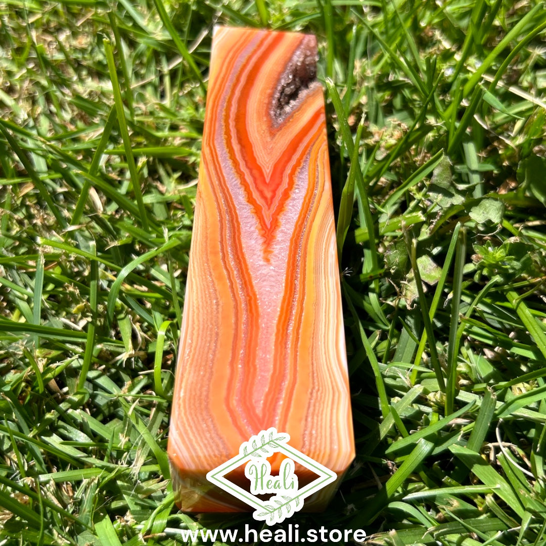 Carnelian Tower with Druzy - High Quality - Small