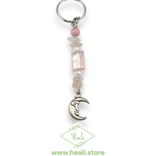 Moon Key Chain🌙 (Pink Quartz)