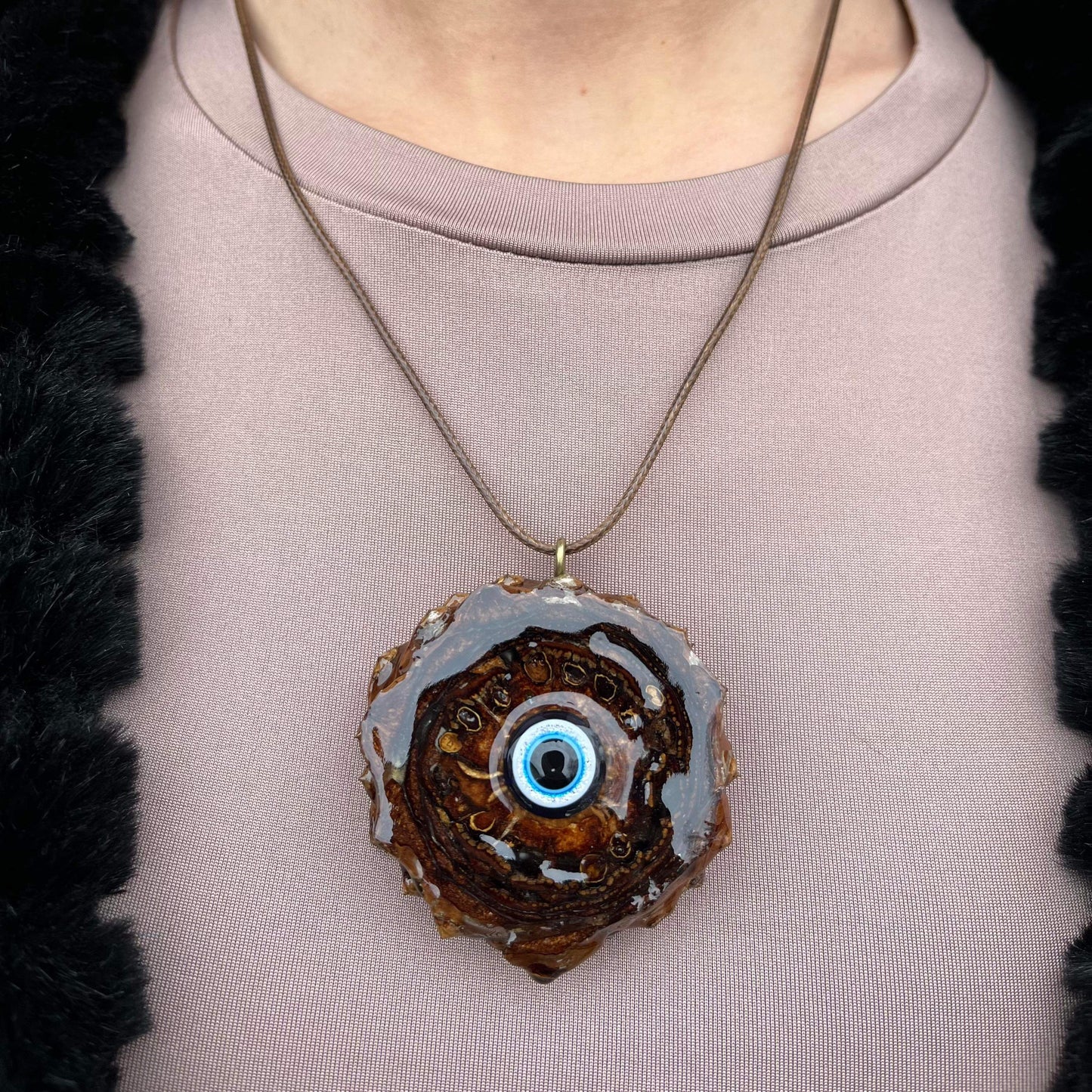 Evil Eye Pinecone Necklace