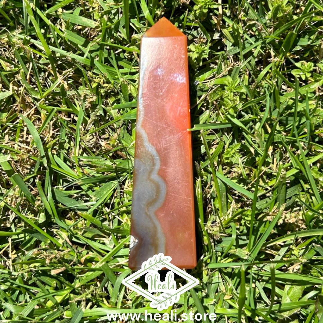 Carnelian Tower with Druzy - High Grade Quality - Small