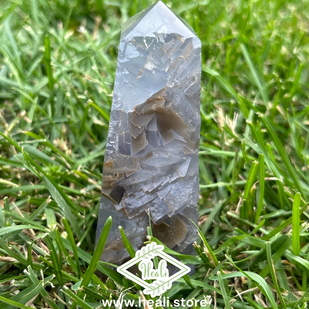 Fluorite Tower - Medium (half polished/half raw)