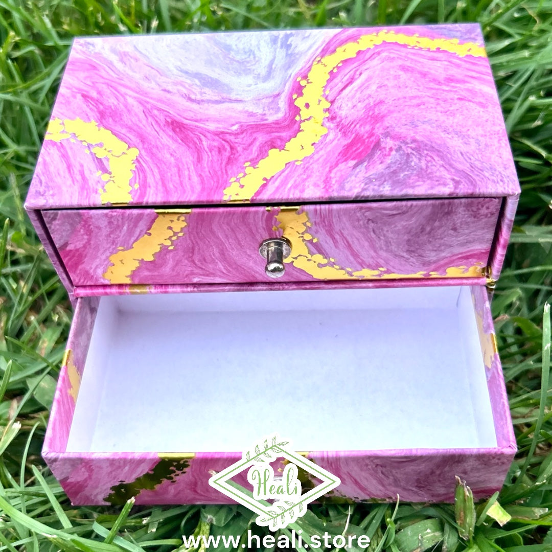 Pink Mini Jewelry Box / Crystal Organizer (2 pull-out drawers)