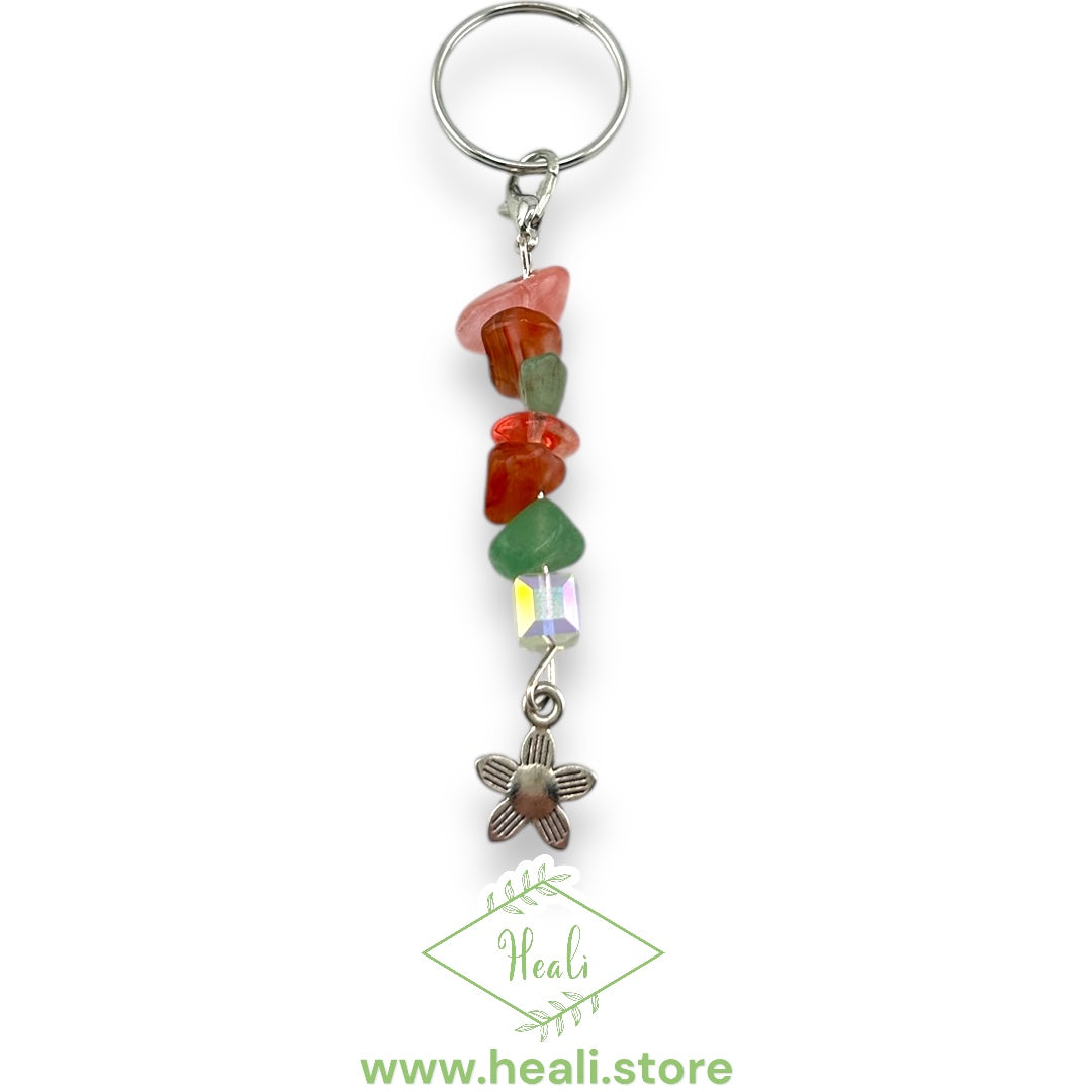 Flower Key Chain (Aventurine, Red Agate, Red Quartz)