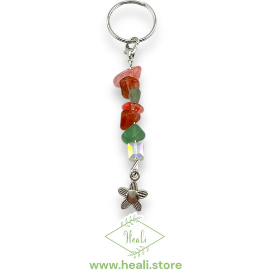 Flower Key Chain (Aventurine, Red Agate, Red Quartz)