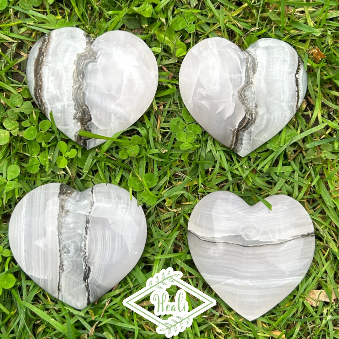 Pink Smoky Calcite Hearts