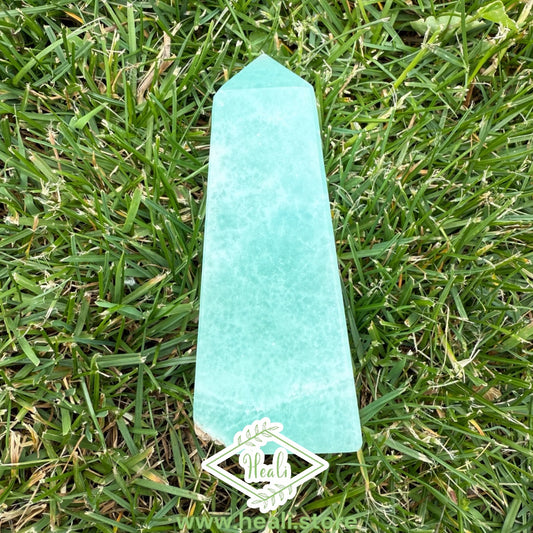 Blue Caribbean Calcite Small Tower - Home + Altar Decor - Polished Crystal Tower