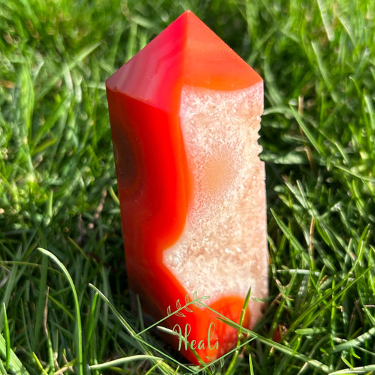 High Grade Carnelian Druzy Towers