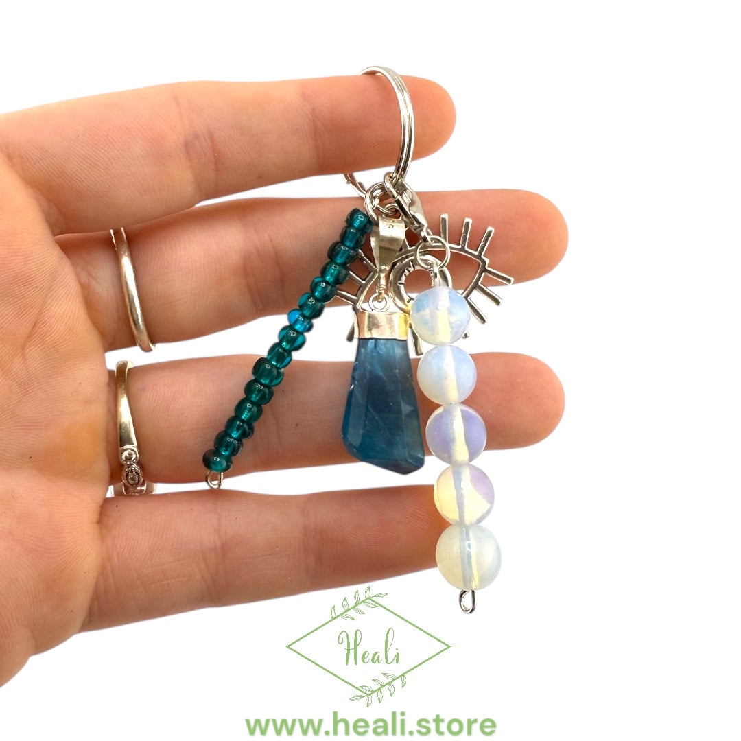 Fluorite Evil Eye Key Chain