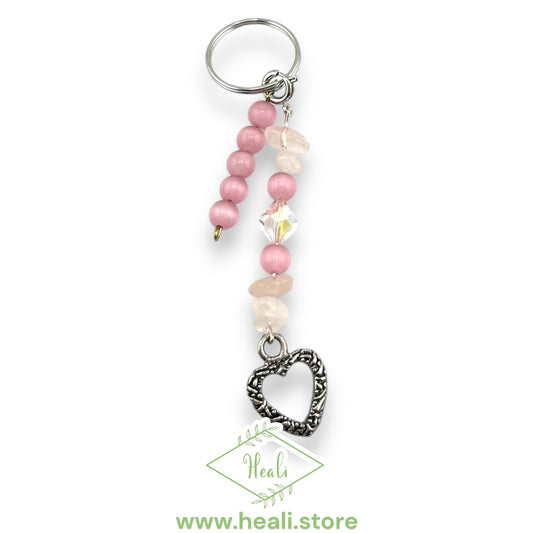 Heart Key Chain (Pink Quartz)