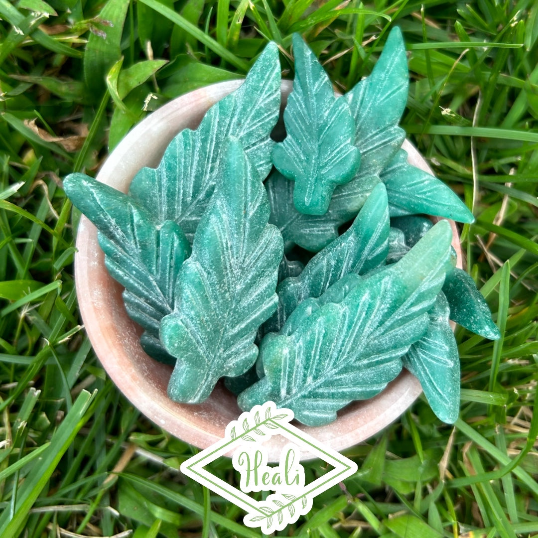 Aventurine Leaf Carvings