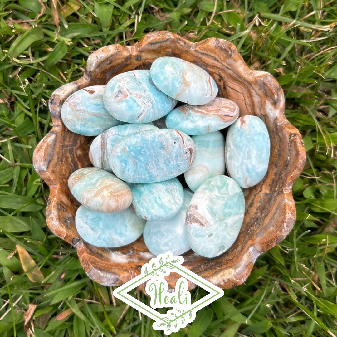 Blue Aragonite Palm Stones