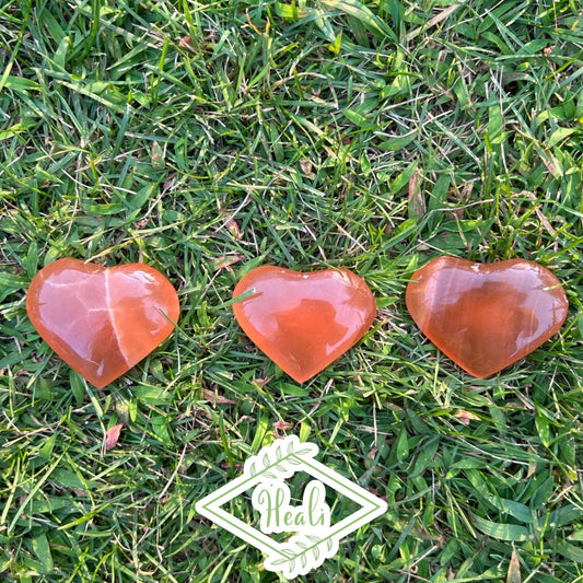 Honey Calcite Heart Palms