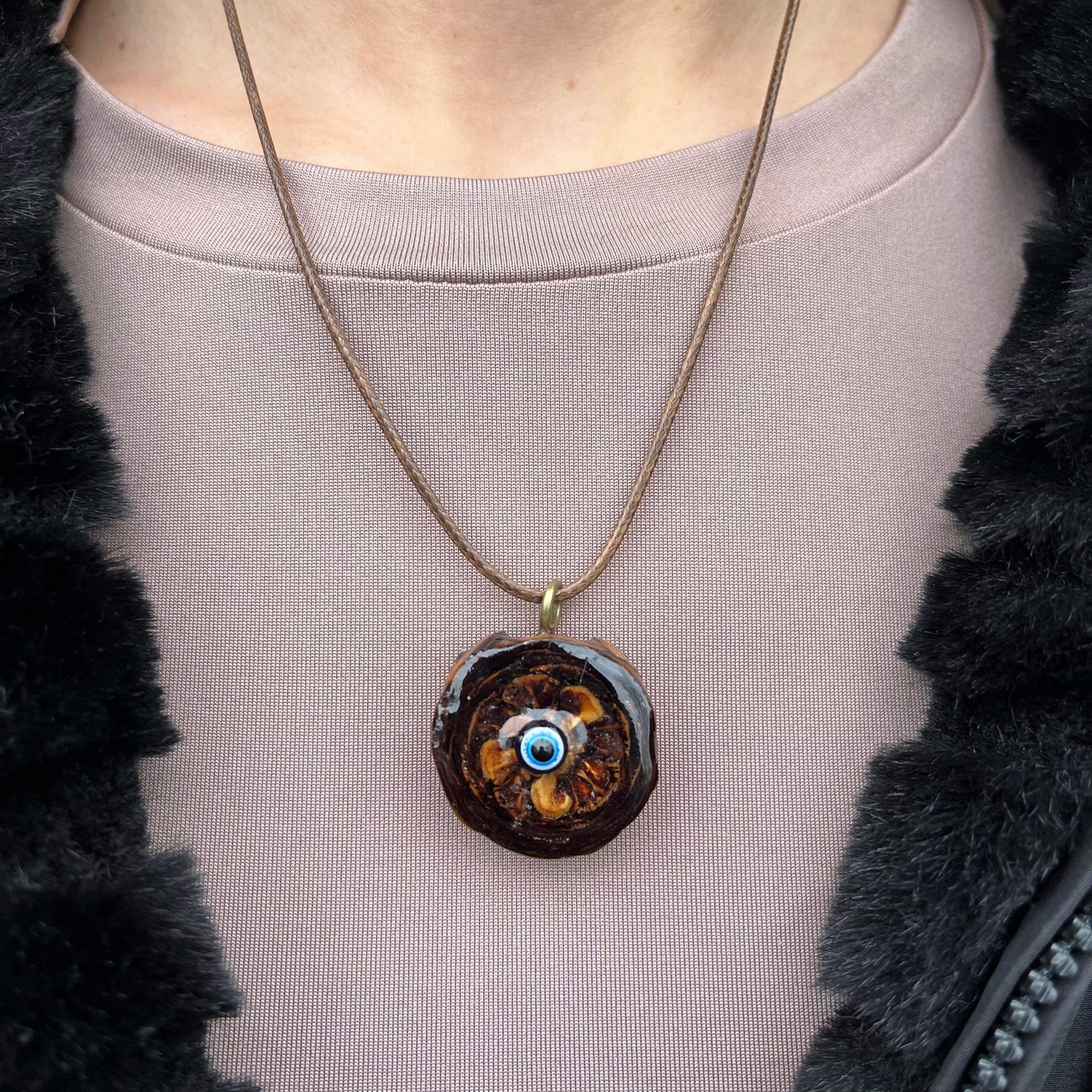 Evil Eye Pinecone Necklace