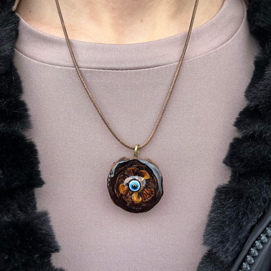 Evil Eye Pinecone Necklace