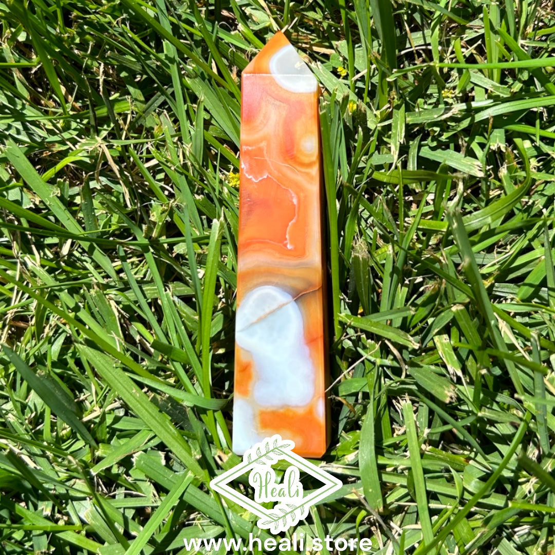 Carnelian Tower with Druzy - High Grade Quality - Small