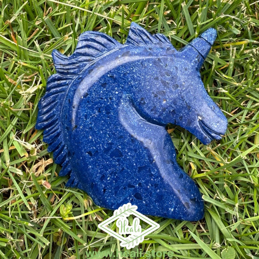Lapis Lazuli Unicorn Carving - Home + Altar Decor - Polished Crystal Carving