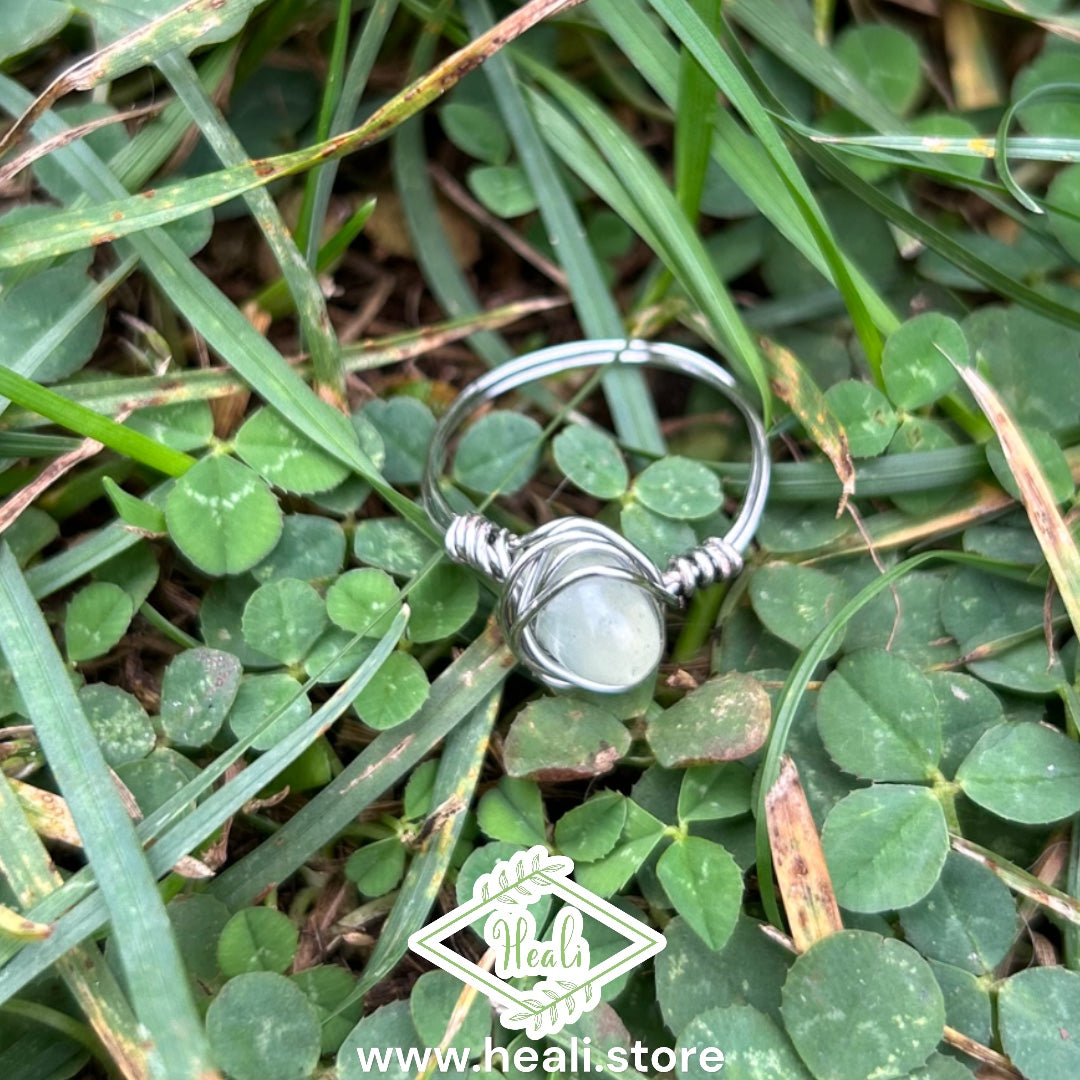 Lunar Cage Ring (size 7) Prehnite