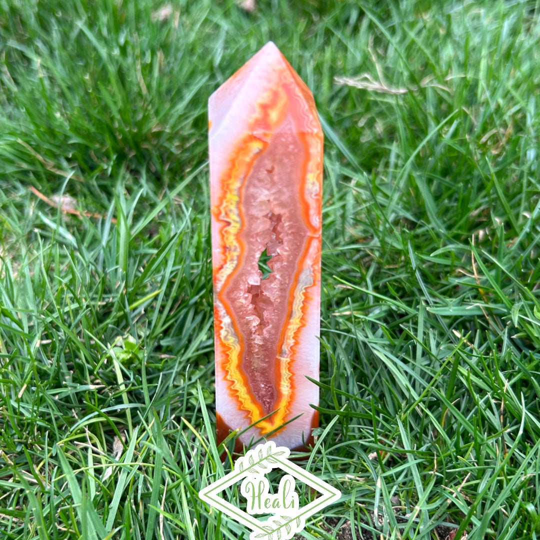 High Grade Carnelian Druzy Tower