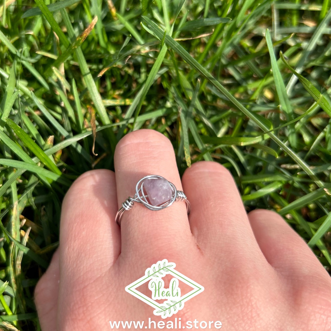 Lunar Cage Ring (size 8.5) Amethyst