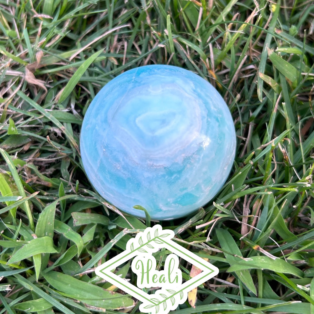 Blue Caribbean Calcite Sphere - Small